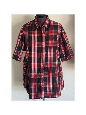 Men's TRUE ROCK Plaid Casual Button Down Shirt XXL Red Black